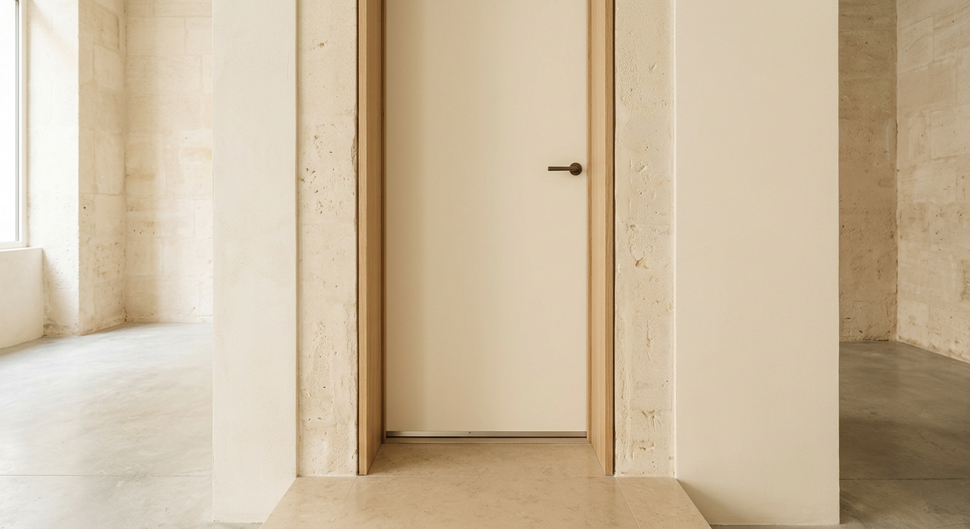 Cadre d'une porte intérieure, pierre et ivoire.